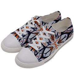 White Black And Orange Illustration Women s Low Top Canvas Sneakers by Wegoenart