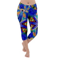 Art Kaleidoscope Meditation Mosaic Lightweight Velour Capri Yoga Leggings by Wegoenart