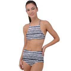 Striped Grunge Print Design High Waist Tankini Set by dflcprintsclothing