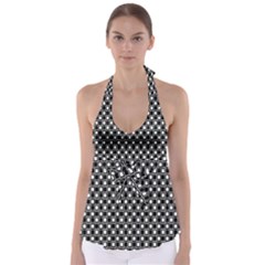 Black And White Boxes Babydoll Tankini Top by designsbyamerianna