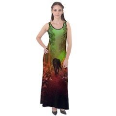 The Lonely Wolf In The Night Sleeveless Velour Maxi Dress by FantasyWorld7