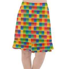 Background Colorful Abstract Fishtail Chiffon Skirt by Simbadda
