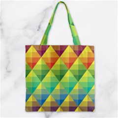 Background Colorful Geometric Zipper Grocery Tote Bag by Simbadda