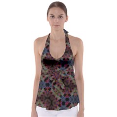 Animated Ornament Background Fractal Art Babydoll Tankini Top by Simbadda