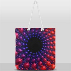 Red Purple 3d Fractals              Full Print Rope Handle Tote (large) by LalyLauraFLM