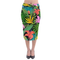 Tropical Leaves                     Midi Pencil Skirt by LalyLauraFLM