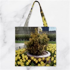 Columbus Commons Yellow Tulips Zipper Grocery Tote Bag by Riverwoman