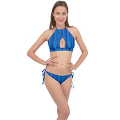 Textured Background Wood Logs Cross Front Halter Bikini Set by Bajindul
