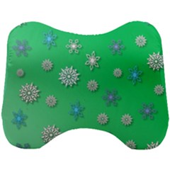 Snowflakes Winter Christmas Green Head Support Cushion by HermanTelo