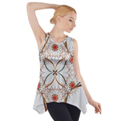 Artwork Fractal Allegory Art Floral Side Drop Tank Tunic by Sudhe