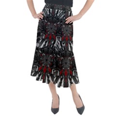 Abstract Artwork Art Fractal Midi Mermaid Skirt by Sudhe