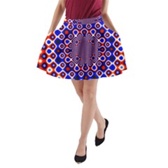 Digital Art Background Red Blue A-line Pocket Skirt by Sudhe