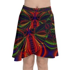 Abstract Art Fractal Chiffon Wrap Front Skirt by Sudhe