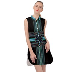 Cross Art Fractal Sleeveless Shirt Dress by Pakrebo