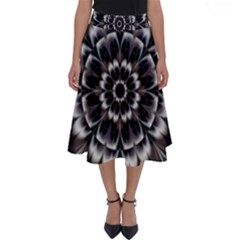 Abstract Digital Art Artwork Black White Perfect Length Midi Skirt by Pakrebo