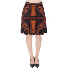 Art Fractal Artwork Creative Black Brown Velvet High Waist Skirt by Pakrebo