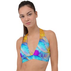 Artwork Digital Art Fractal Colors Halter Plunge Bikini Top by Pakrebo