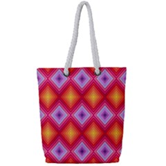 Texture Surface Orange Pink Full Print Rope Handle Tote (small) by Mariart