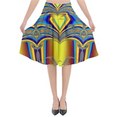 Abstract Art Design Digital Art Flared Midi Skirt by Pakrebo