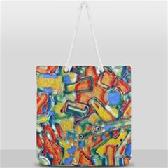 Colorful Painted Shapes                  Full Print Rope Handle Tote (large) by LalyLauraFLM