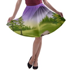 Digital Art Painting Landscape A-line Skater Skirt by Wegoenart