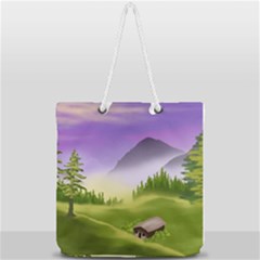 Digital Art Painting Landscape Full Print Rope Handle Tote (large) by Wegoenart