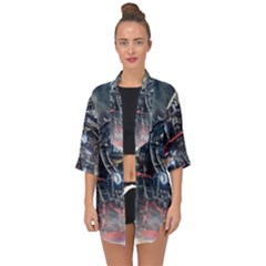Steam Locomotive Br 99 Historically Open Front Chiffon Kimono by Wegoenart