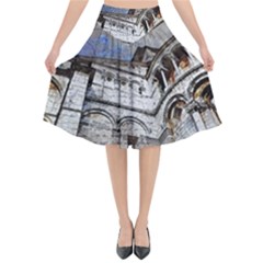 Building Architecture Columns Flared Midi Skirt by Wegoenart