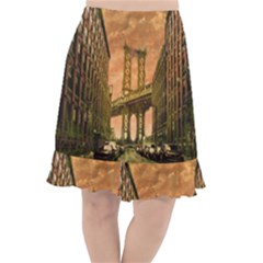 Architecture Buildings City Bridge Fishtail Chiffon Skirt by Wegoenart