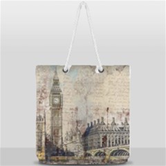 London Westminster Bridge Building Full Print Rope Handle Tote (large) by Wegoenart
