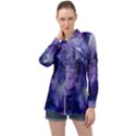 Blue purple ink                       Long Sleeve Satin Shirt View1