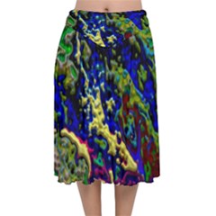 3d Colorful Texture 2                    Velvet Flared Midi Skirt by LalyLauraFLM