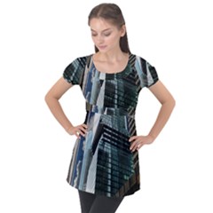 Architecture Frankfurt Reflection Puff Sleeve Tunic Top by Wegoenart