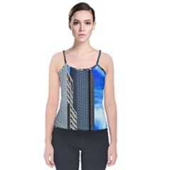 Architecture Frankfurt Houses Velvet Spaghetti Strap Top by Wegoenart