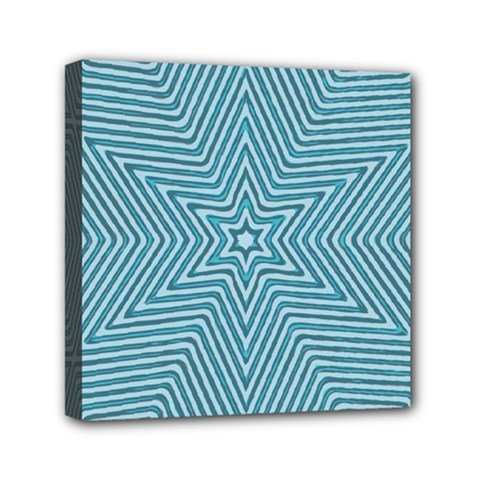 Lines Blue Repeating Textile Mini Canvas 6  X 6  (stretched) by Wegoenart