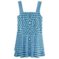 Lines Blue Repeating Textile Kids  Layered Skirt Swimsuit by Wegoenart