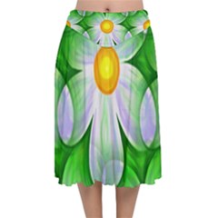 Seamless Repeating Tiling Tileable Flowers Velvet Flared Midi Skirt by Wegoenart