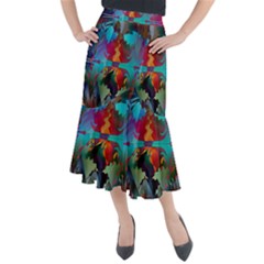 Background Sci Fi Fantasy Colorful Midi Mermaid Skirt by Wegoenart