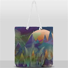 Mountains Abstract Mountain Range Full Print Rope Handle Tote (large) by Wegoenart