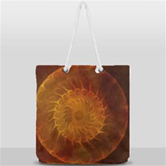 Orange Warm Hues Fractal Chaos Full Print Rope Handle Tote (large) by Wegoenart