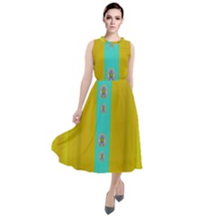 Colors And Flowers Round Neck Boho Dress by pepitasart
