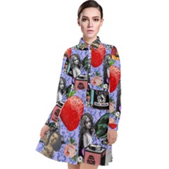 Vintage Girls Floral Collage Long Sleeve Chiffon Shirt Dress by snowwhitegirl