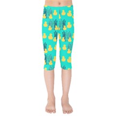 Little Yellow Duckies Kids  Capri Leggings  by VeataAtticus
