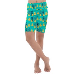 Little Yellow Duckies Kids  Lightweight Velour Cropped Yoga Leggings by VeataAtticus