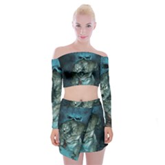 Aweome Troll With Skulls In The Night Off Shoulder Top With Mini Skirt Set by FantasyWorld7
