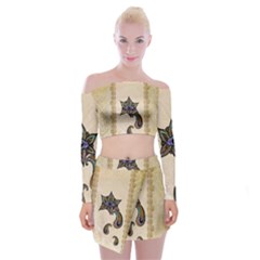 The Fantasy Eye, Mandala Design Off Shoulder Top With Mini Skirt Set by FantasyWorld7