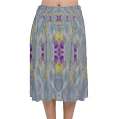 We Are Flower People In Bloom Velvet Flared Midi Skirt by pepitasart