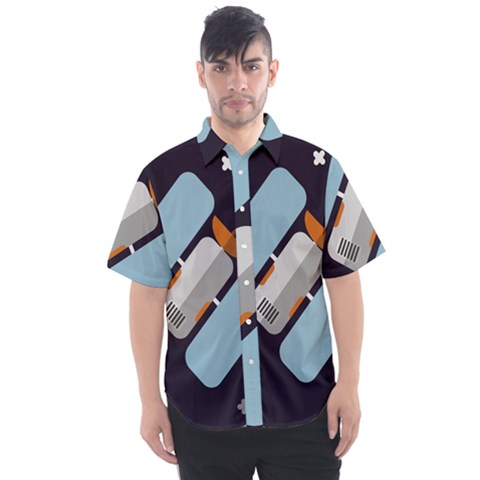 Satellite Machine Space Dark Men s Short Sleeve Shirt by Pakrebo