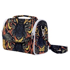 Tiger Predator Abstract Feline Satchel Shoulder Bag by Pakrebo