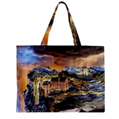 Castle Fantasy Landscape Stormy Zipper Mini Tote Bag by Pakrebo